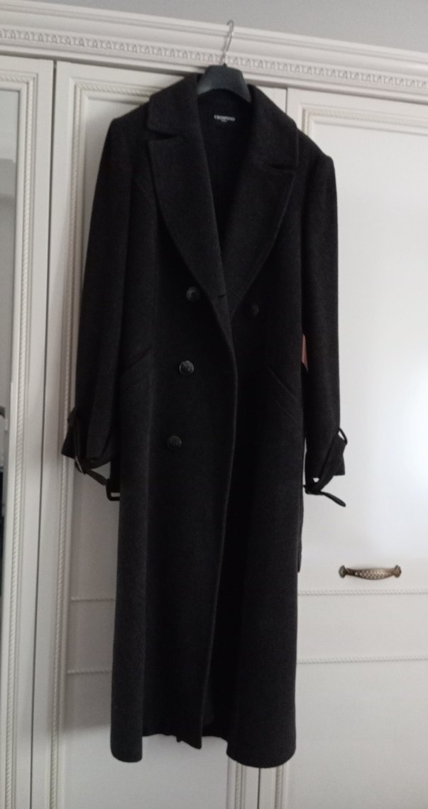 Crıspıno Antrasit Rengi Uzun Kuşaklı Kaban - Görsel 3