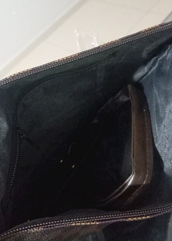 Kahverengi Kareli Deri Kadın Çanta - Görsel 4