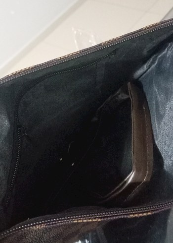 Kahverengi Kareli Deri Kadın Çanta - Görsel 3