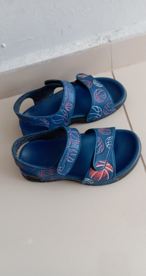 Ceyo marka Basketbol Desenli Mavi Çocuk Sandalet 25 numara - Görsel 4