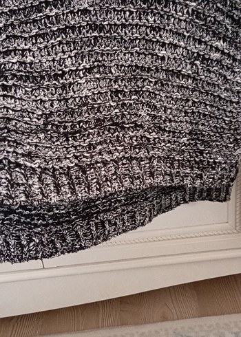 Stradivarius Gri Siyah Örgü Kadın Kazak, Salaş Kesim - Görsel 5