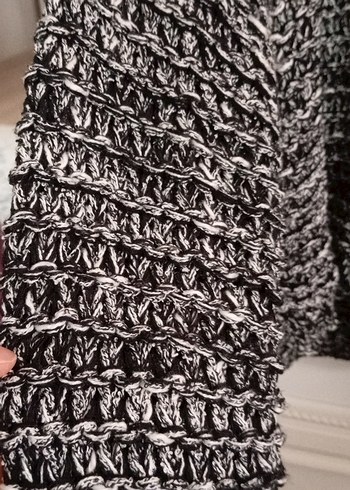 Stradivarius Gri Siyah Örgü Kadın Kazak, Salaş Kesim - Görsel 6