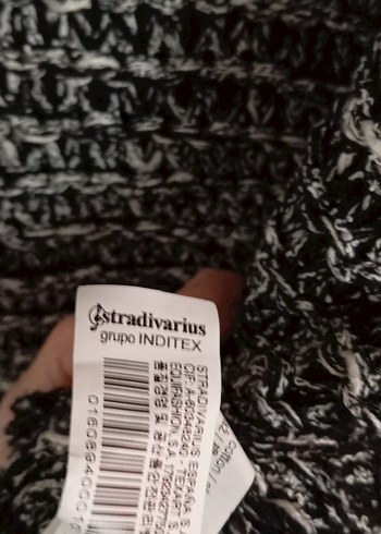 Stradivarius Gri Siyah Örgü Kadın Kazak, Salaş Kesim - Görsel 8