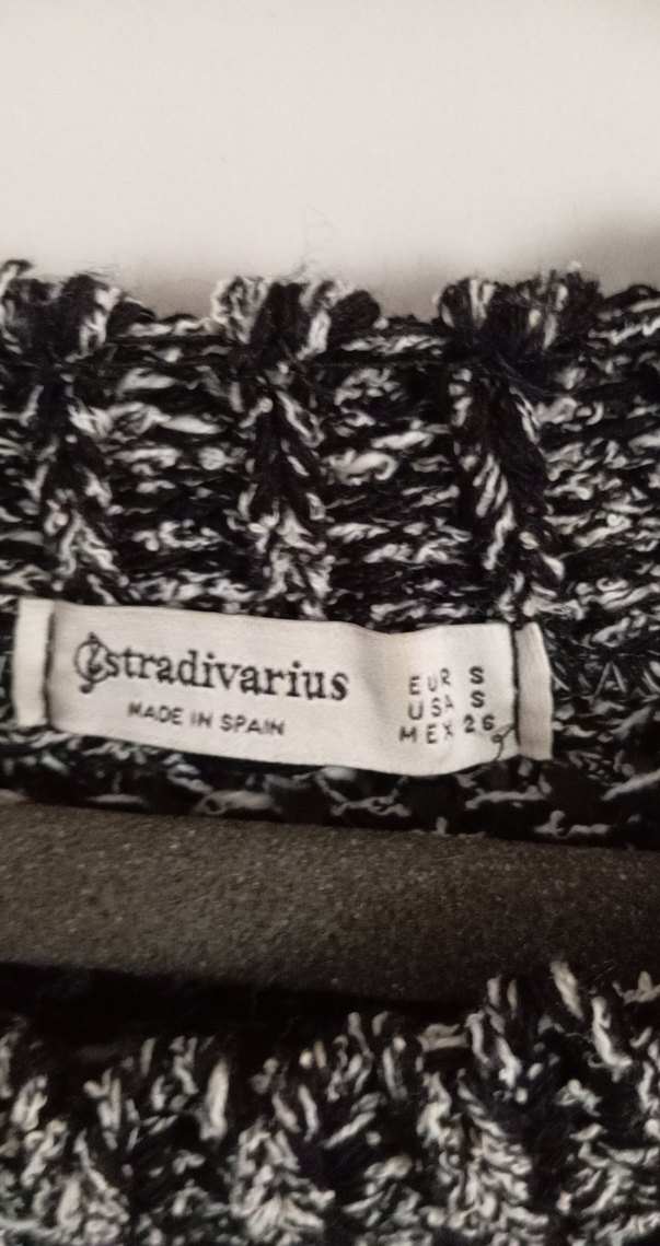 Stradivarius Gri Siyah Örgü Kadın Kazak, Salaş Kesim - Görsel 4