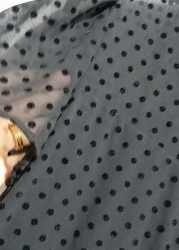 V Yaka Siyah Puantiyeli Uzun Elbise 38 beden - Görsel 5