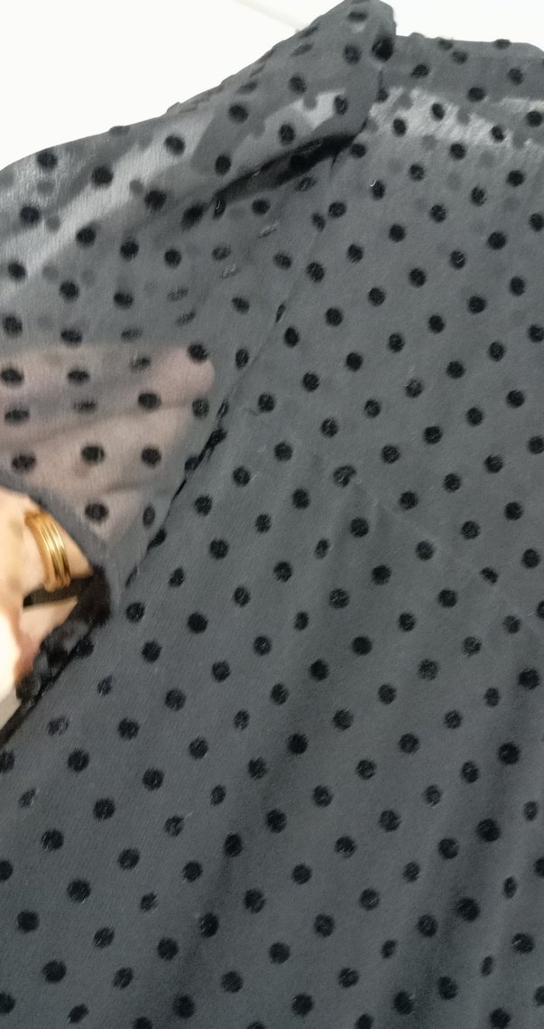 V Yaka Siyah Puantiyeli Uzun Elbise 38 beden - Görsel 5