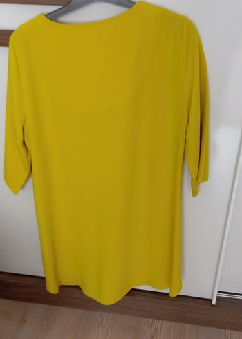 Sarı V Yakalı Midi Tunik 38 beden - Görsel 4