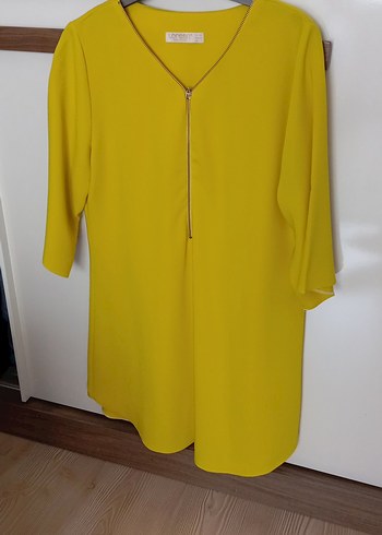 Sarı V Yakalı Midi Tunik 38 beden - Görsel 8