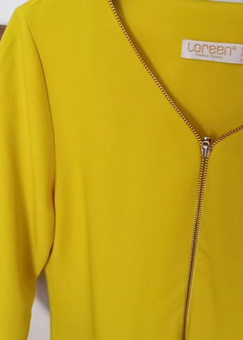 Sarı V Yakalı Midi Tunik 38 beden - Görsel 3
