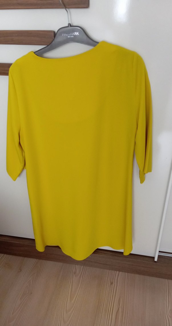 Sarı V Yakalı Midi Tunik 38 beden - Görsel 5