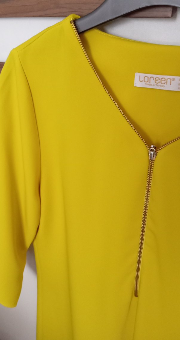 Sarı V Yakalı Midi Tunik 38 beden - Görsel 3