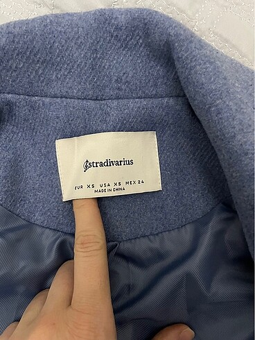 xs Beden Stradivarius indigo kaşe kaban