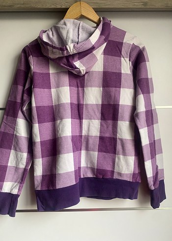 Mor Kareli Örgü Kedi Desenli Sweatshirt - Görsel 5