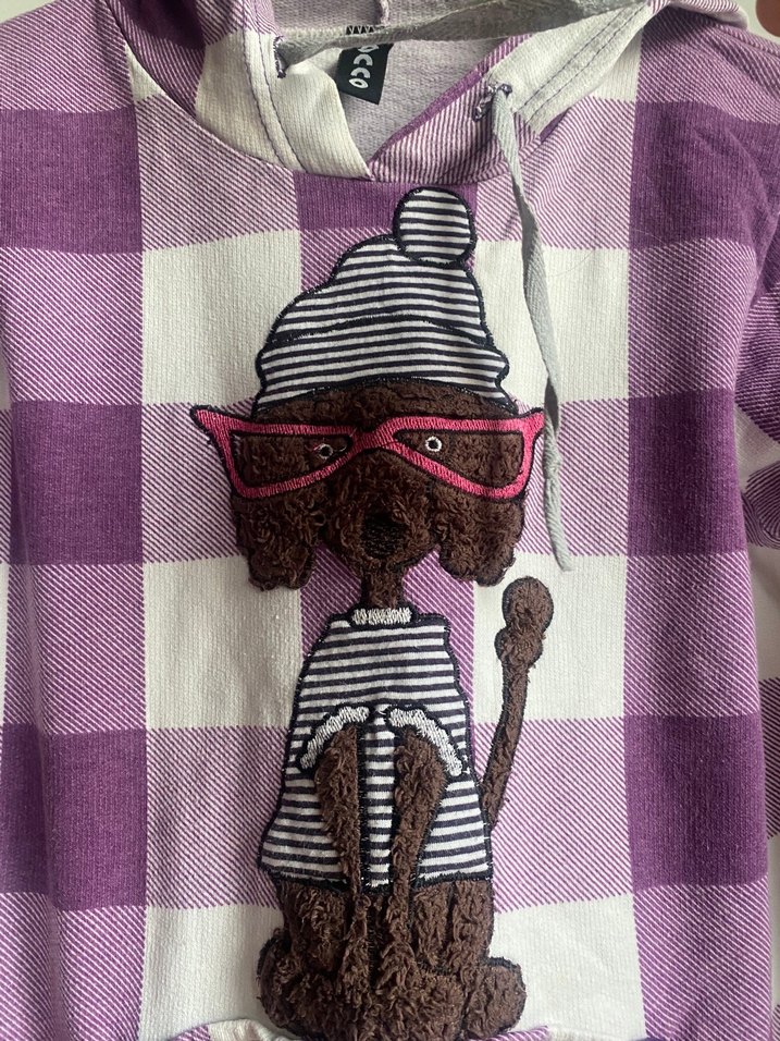 Mor Kareli Örgü Kedi Desenli Sweatshirt - Görsel 3