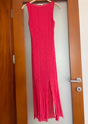 Pembe Triko Uzun Elbise