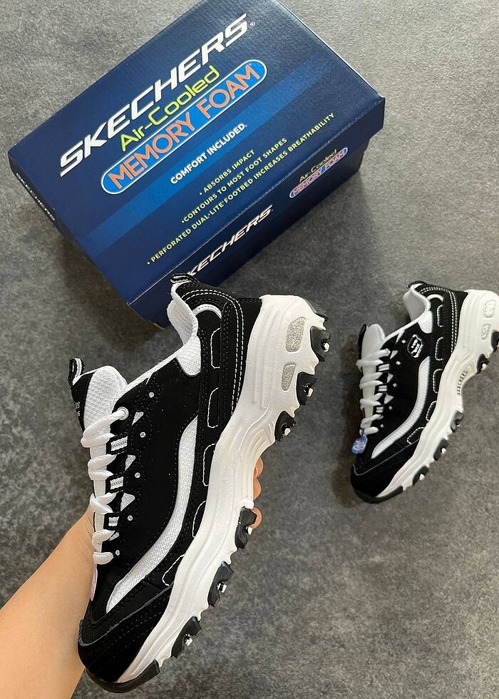Skechers DLites Retro Black White - Görsel 2