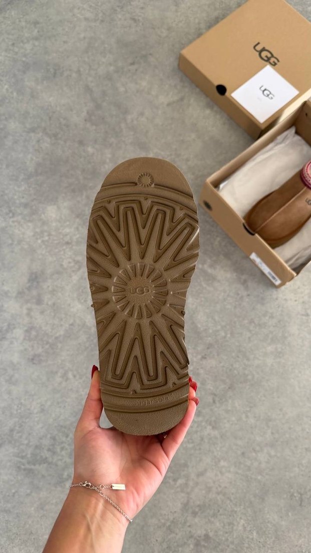 UGG Kahverengi Süet Platform Topuklu Terlik - Görsel 5