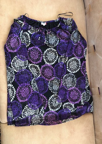 Mor Batik Desenli Bohem Kadın Bluzu - Görsel 2