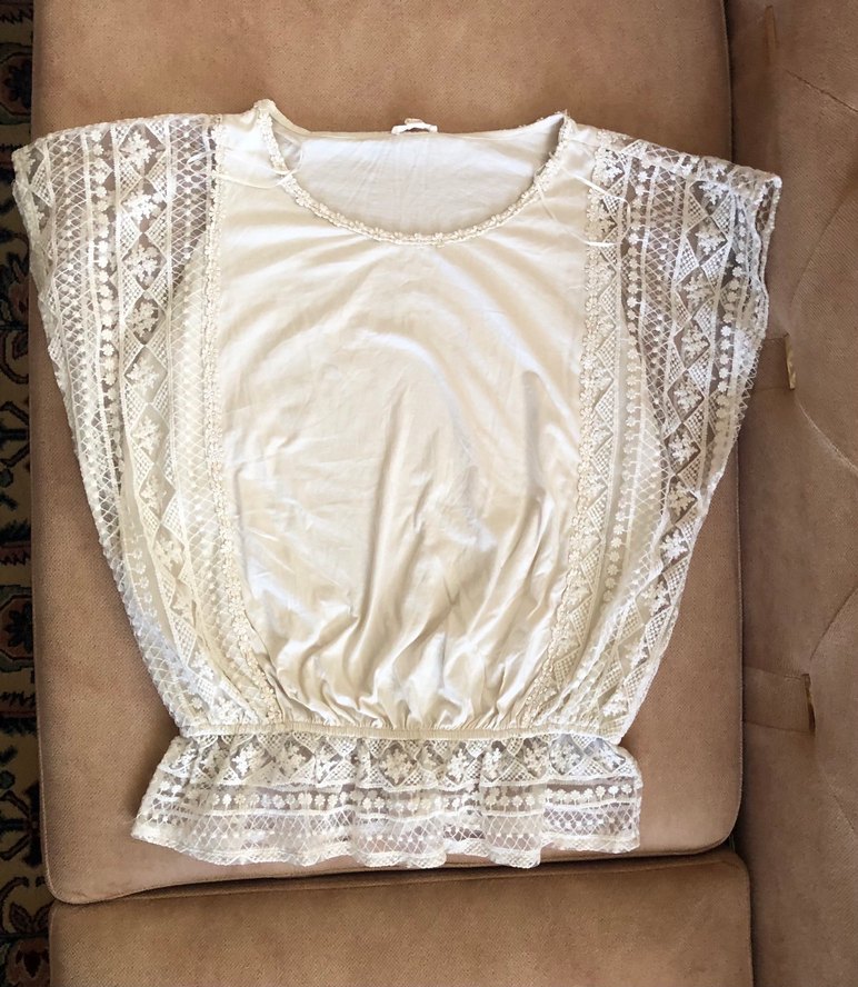 Romantik & Bohem Krem Rengi Dantelli Bluz - Görsel 2