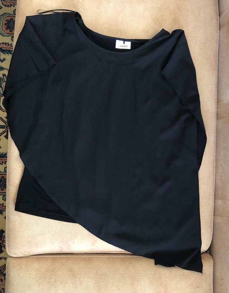 Siyah Yuvarlak Yaka Şifon Kadın Bluzu - Görsel 2