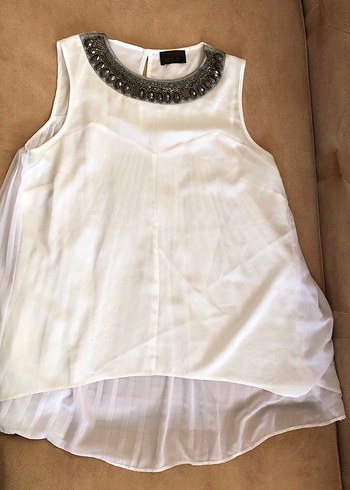 Taş Detaylı Beyaz Şifon Bluz - Görsel 2