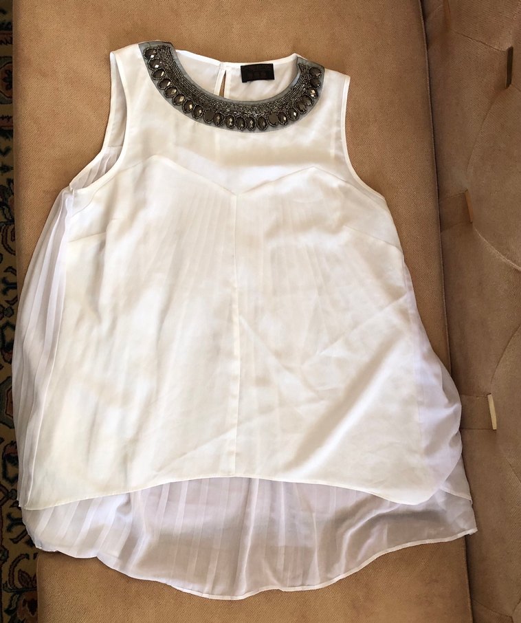 Taş Detaylı Beyaz Şifon Bluz - Görsel 2