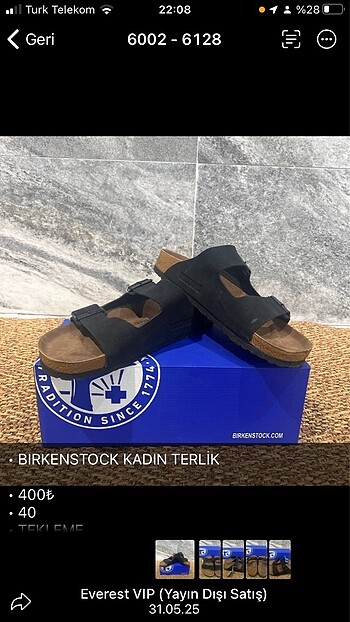 38 Beden BIRKENSTOCK kadın terlik