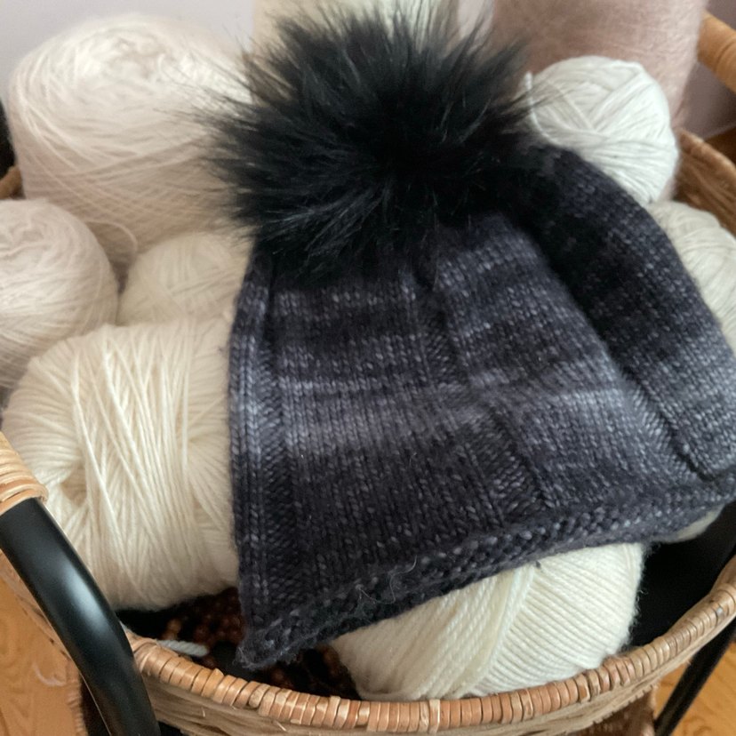 Kürk Detaylı Gri Kadın Bere % yün - Görsel 3