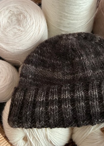 El yapımı Kahveli  Örgü Yün erkek Bere - Görsel 3