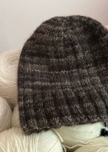 El yapımı Kahveli  Örgü Yün erkek Bere - Görsel 2