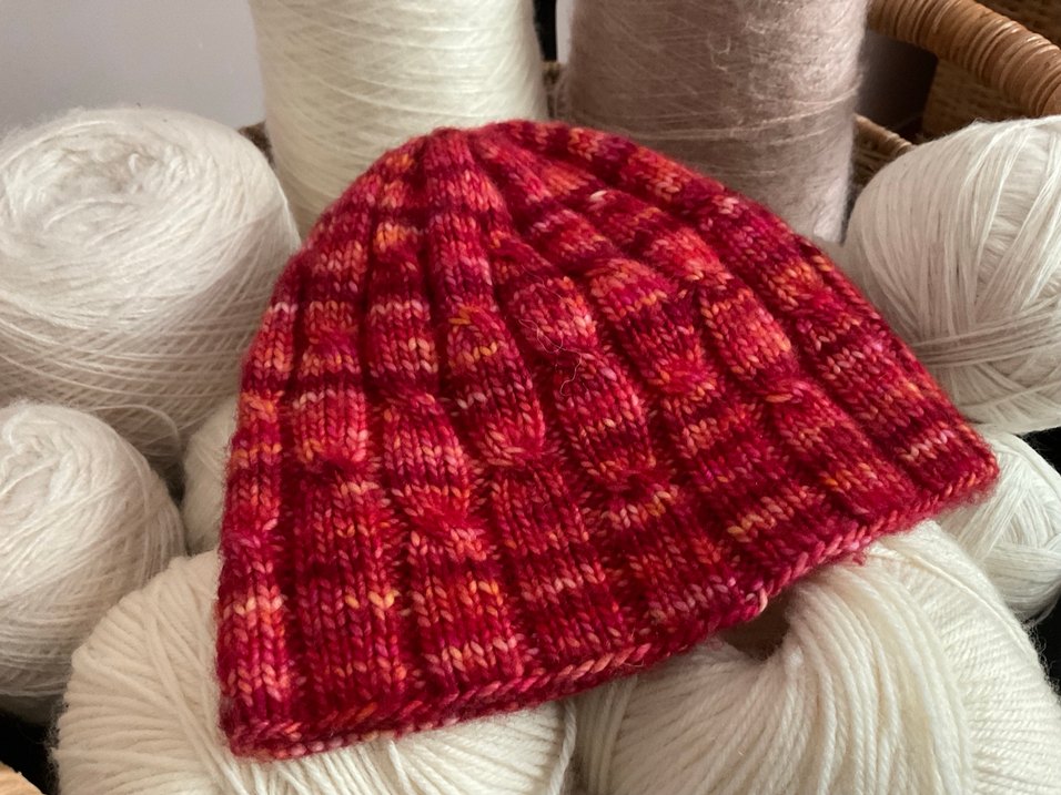 Renkli Kırmızı el örgüsü çocuk Bere % yün - Görsel 2