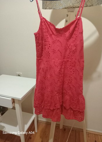Pembe Nakışlı Mini Bohem Elbise