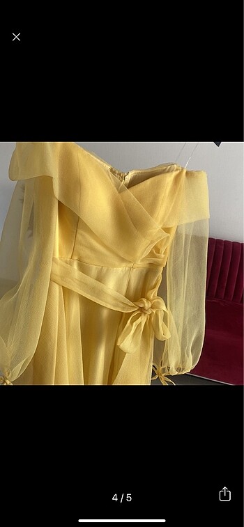 42 Beden sarı Renk Sarı abiye elbise