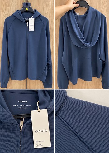 Oysho Lacivert Kapusonlu Fermuarli Sweatshirt