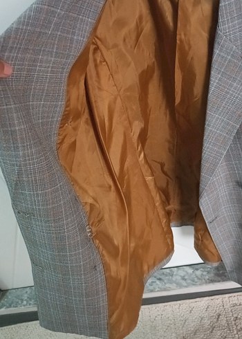 Diğer Düğmeli Gri Kadın Midi Blazer Ceket