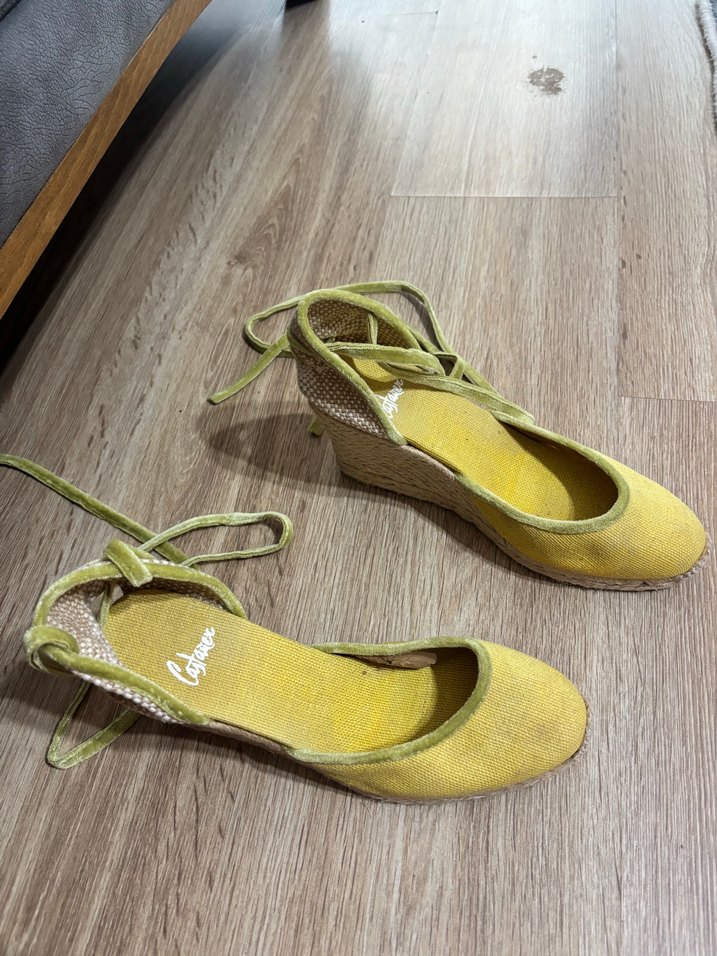 Castañer Sarı Bağcıklı Kadın Dolgu Topuk Espadril - Görsel 3