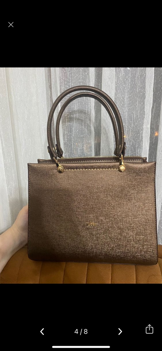 Bej Parlak Kadın Çanta - Modern Klasik Tuğba orijinal - Görsel 3