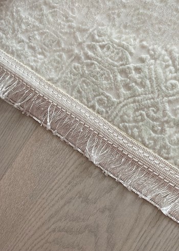 Bohem Gri Beyaz Dokulu Halı ipek çift yönlü simli mat 6m kare - Görsel 3