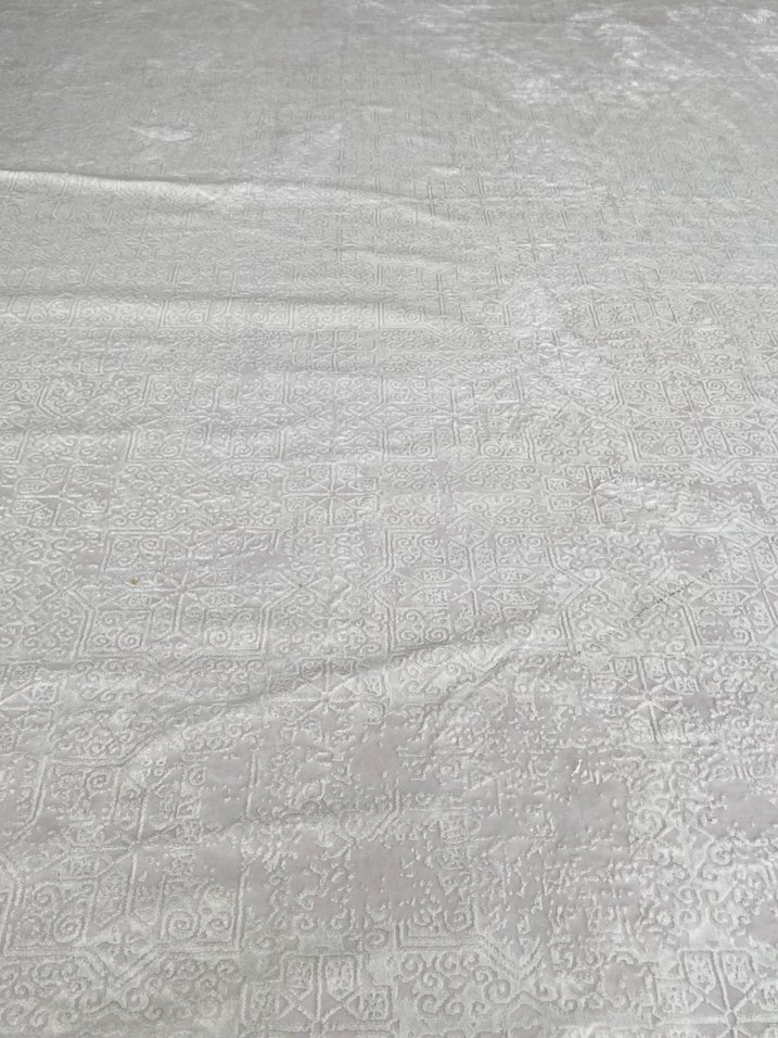 Bohem Gri Beyaz Dokulu Halı ipek çift yönlü simli mat 6m kare - Görsel 5