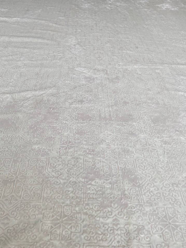 Bohem Gri Beyaz Dokulu Halı ipek çift yönlü simli mat 6m kare - Görsel 2