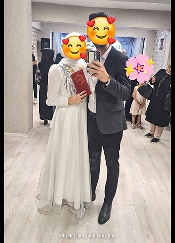 Tesettür Abiye gelinlik, gelinlik abiye, beyaz, önü taş detaylı, - Görsel 7