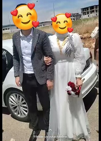 Tesettür Abiye gelinlik, gelinlik abiye, beyaz, önü taş detaylı, - Görsel 8