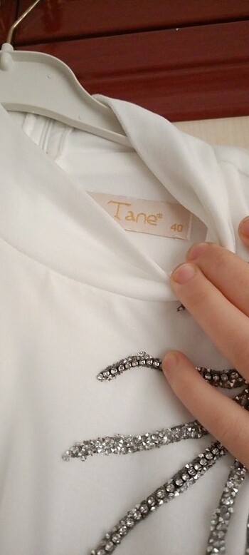 Tesettür Abiye gelinlik, gelinlik abiye, beyaz, önü taş detaylı, - Görsel 9