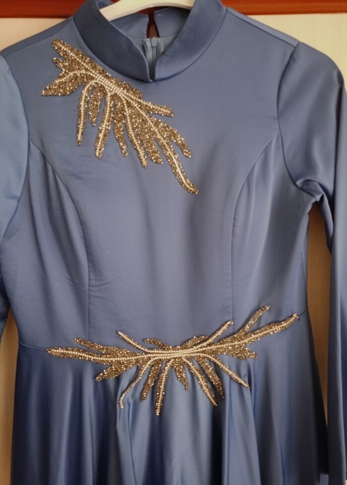 Saten tesettür abiye elbise - Görsel 4