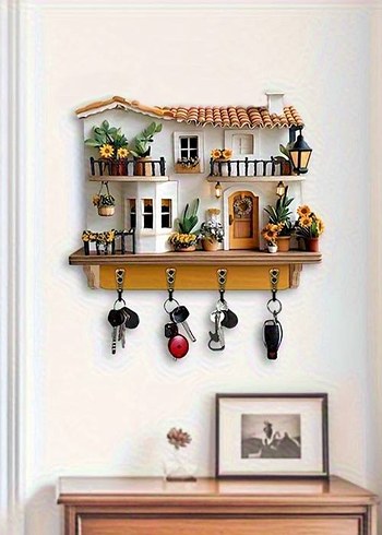 Ahşap Ev Tasarımlı Anahtar Askısı - Görsel 2