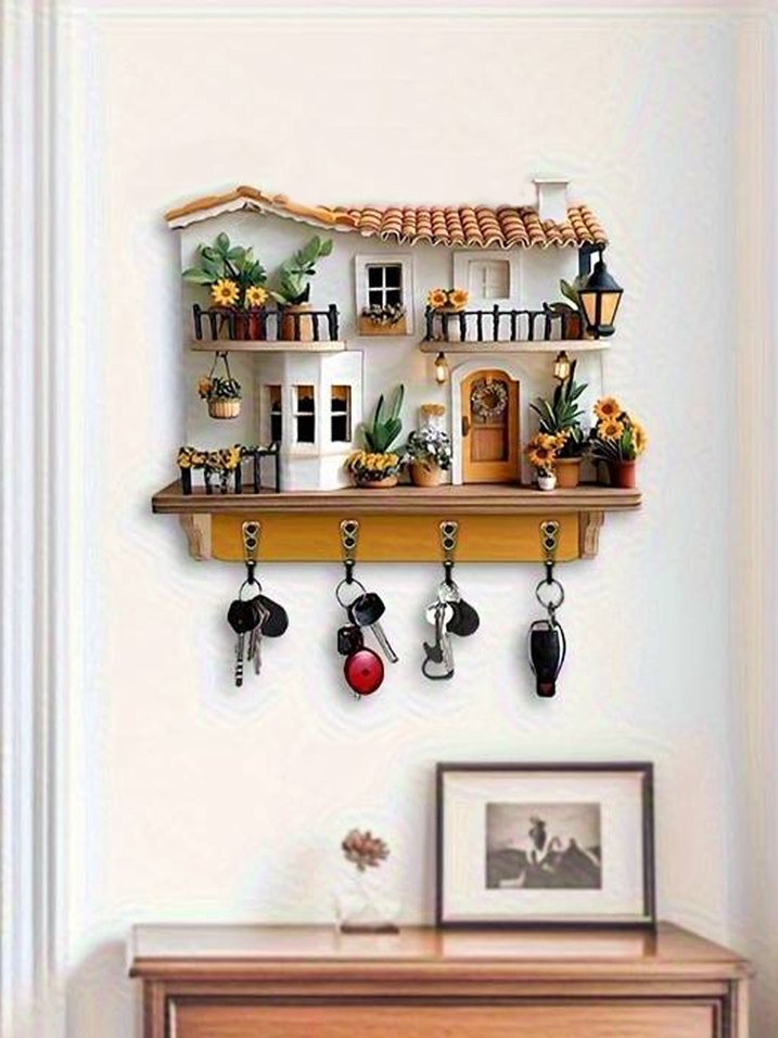 Ahşap Ev Tasarımlı Anahtar Askısı - Görsel 2