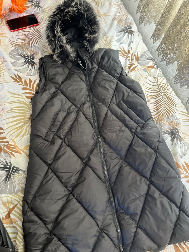 Gri Kadın Kapüşonlu Kış Montu - Görsel 3