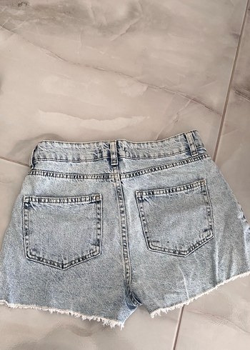 Kadın Mavi Kot Mini Şort - Görsel 3