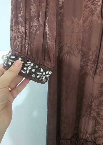 40 Beden bordo Renk Bordo Bohem Uzun Elbise Dantel Detaylı