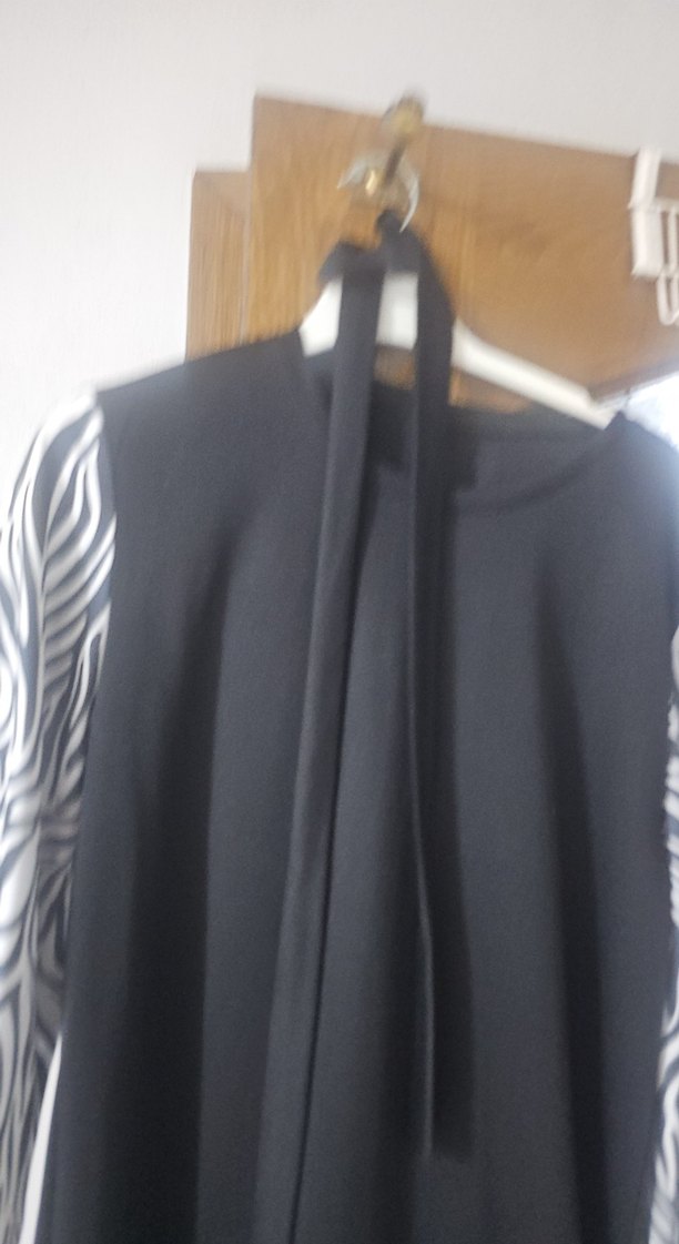 Siyah Zebra Desenli Uzun Salaş Elbise - Görsel 4